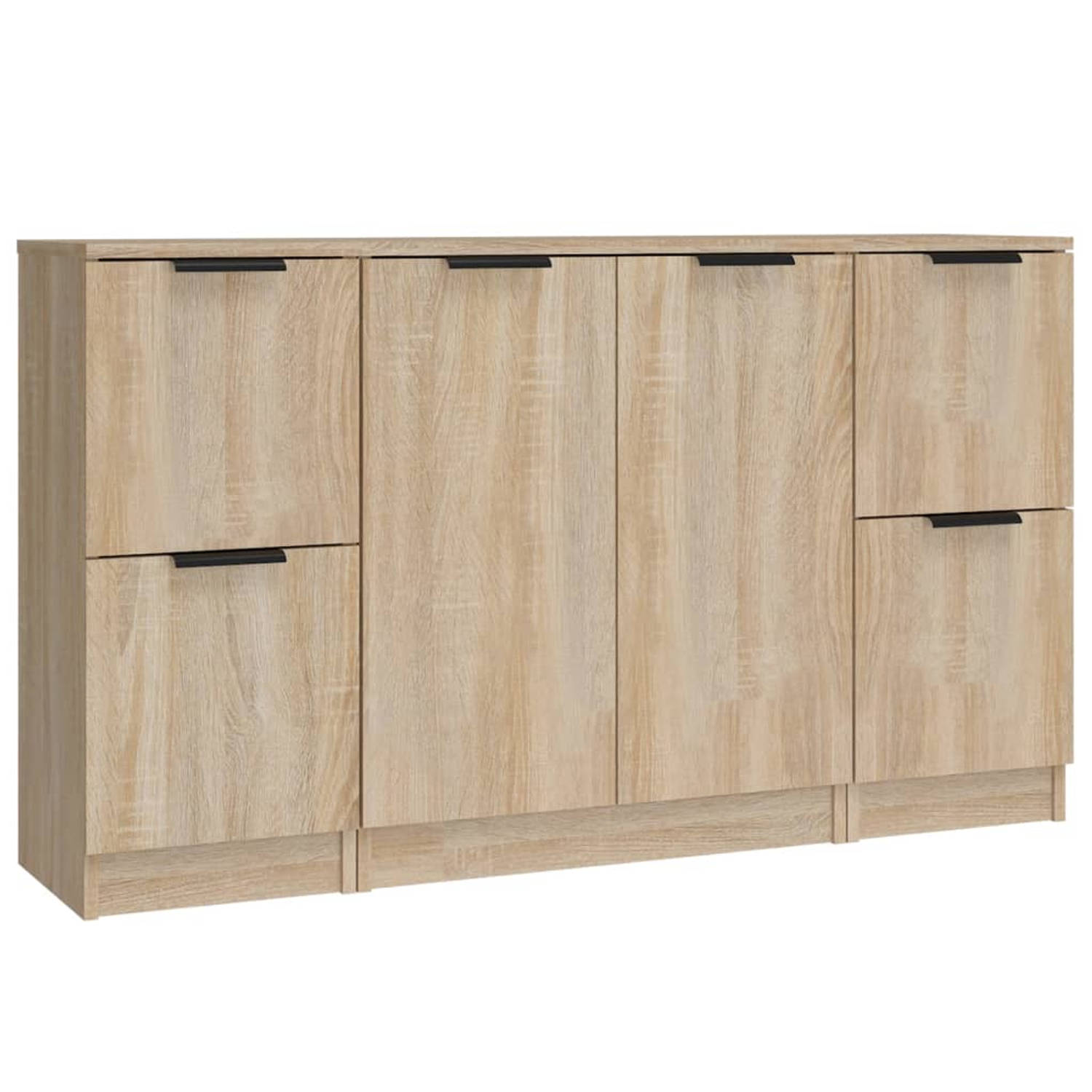 The Living Store Dressoirs - Sonoma Eiken - 2x Klein (30x30x70 cm) + 1x Groot (60x30x70 cm)