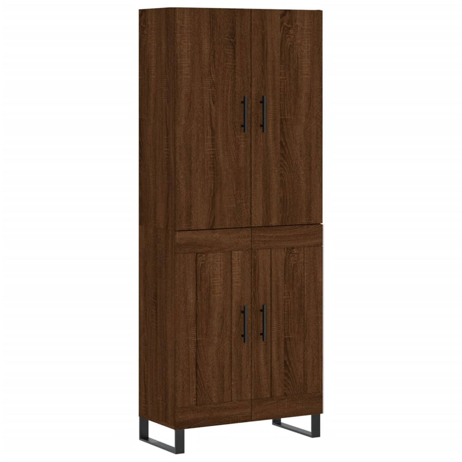 The Living Store Opbergkast Bruineiken - 69.5 x 34 x 180 cm - Duurzaam bewerkt hout en metaal