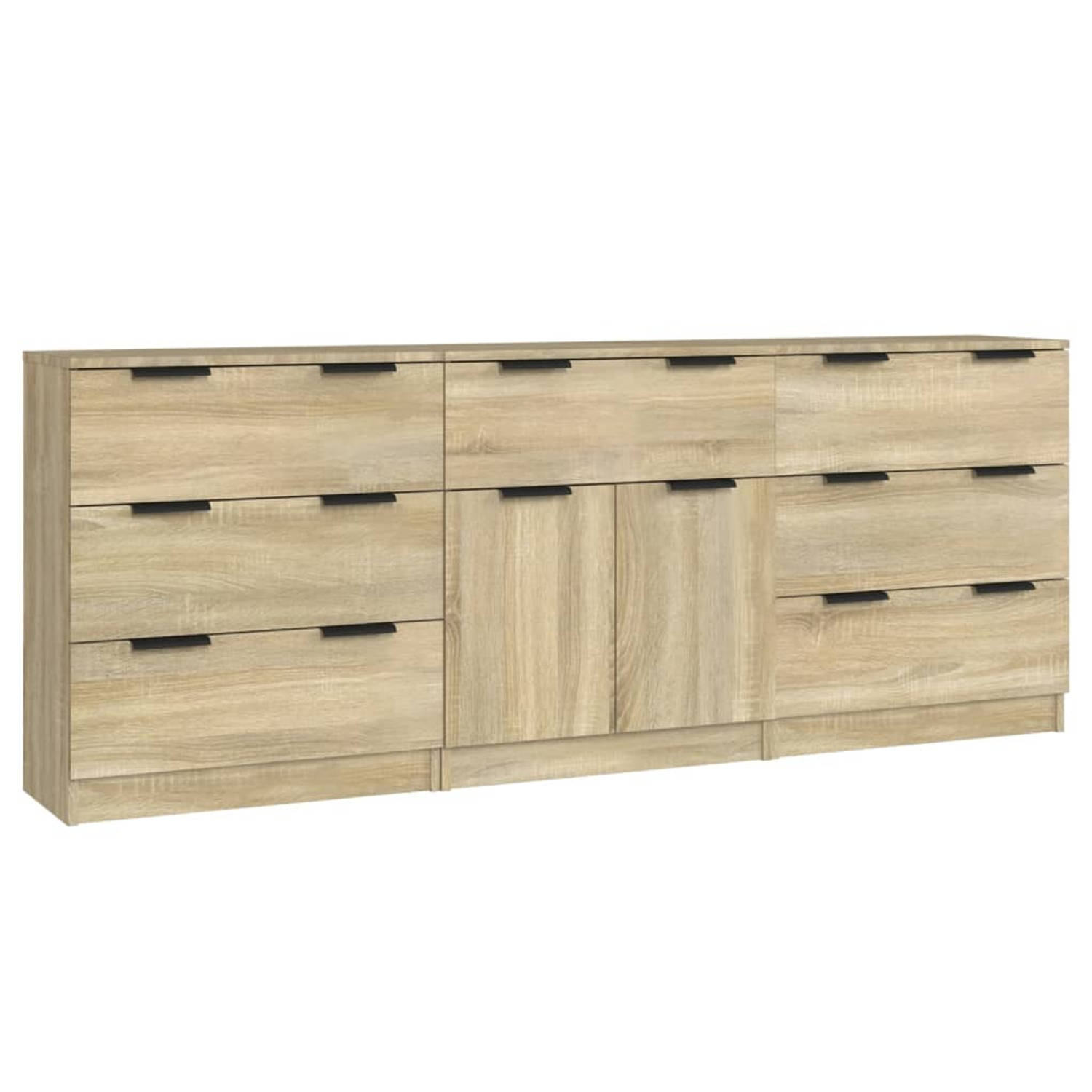 The Living Store Dressoirs - Sonoma Eiken - 60 x 30 x 70 cm - 3 lades - Bewerkt hout