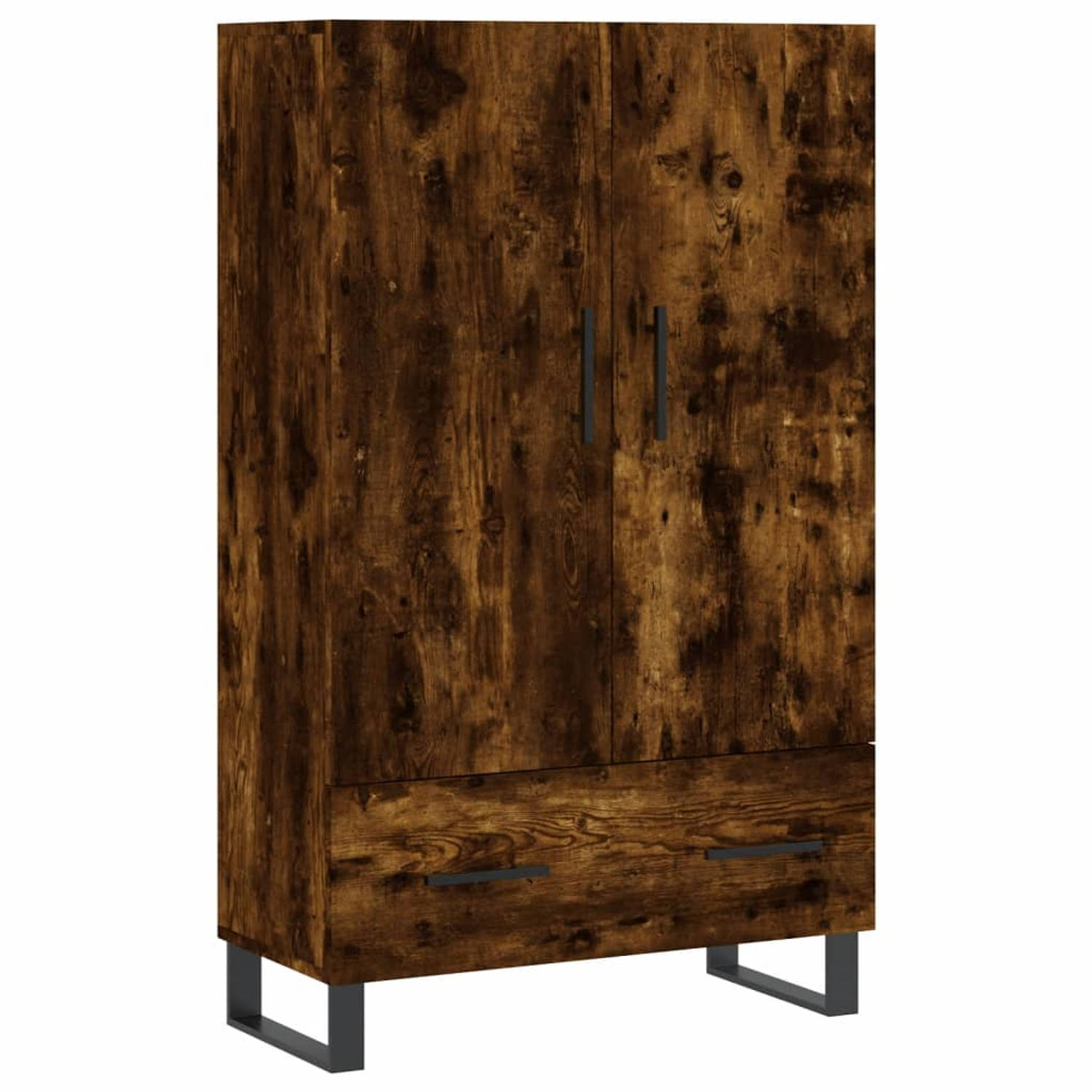 The Living Store Buffetkast - Hoge kast - 69.5x31x115 cm - Gerookt eiken