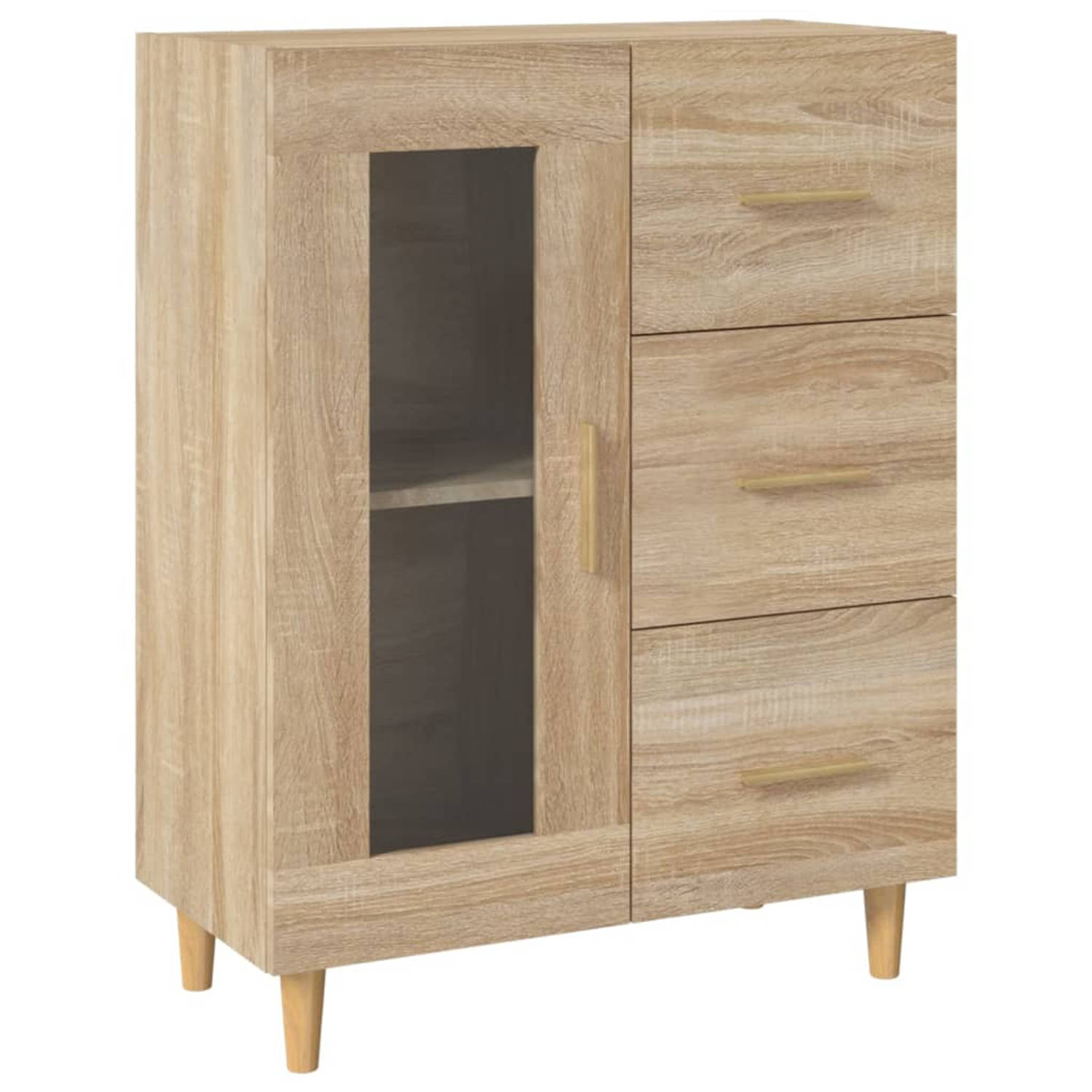 The Living Store Dressoir 69-5x34x90 cm bewerkt hout sonoma eikenkleurig - Keukenkast