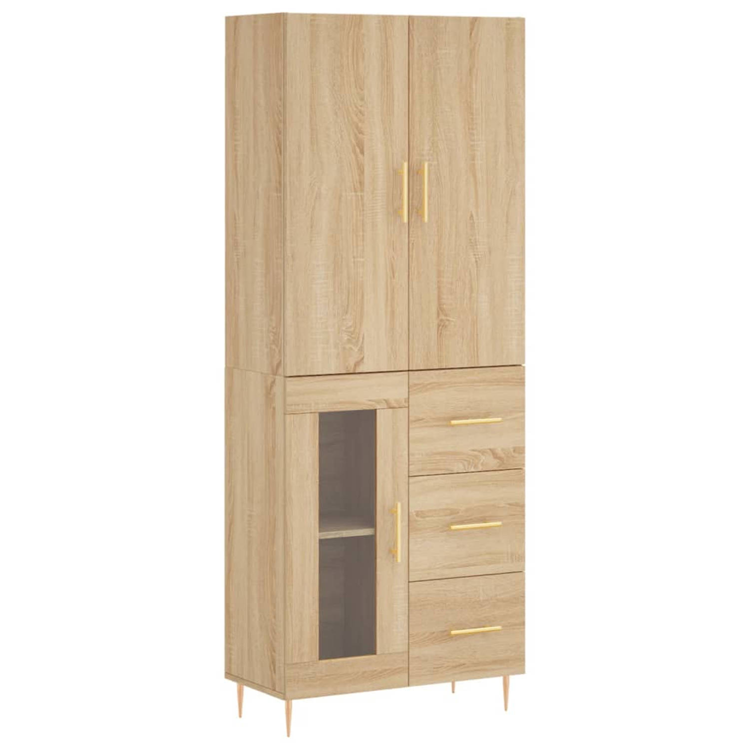 The Living Store Hoge kast - Sonoma eiken - 69.5 x 34 x 180 cm - Duurzaam materiaal