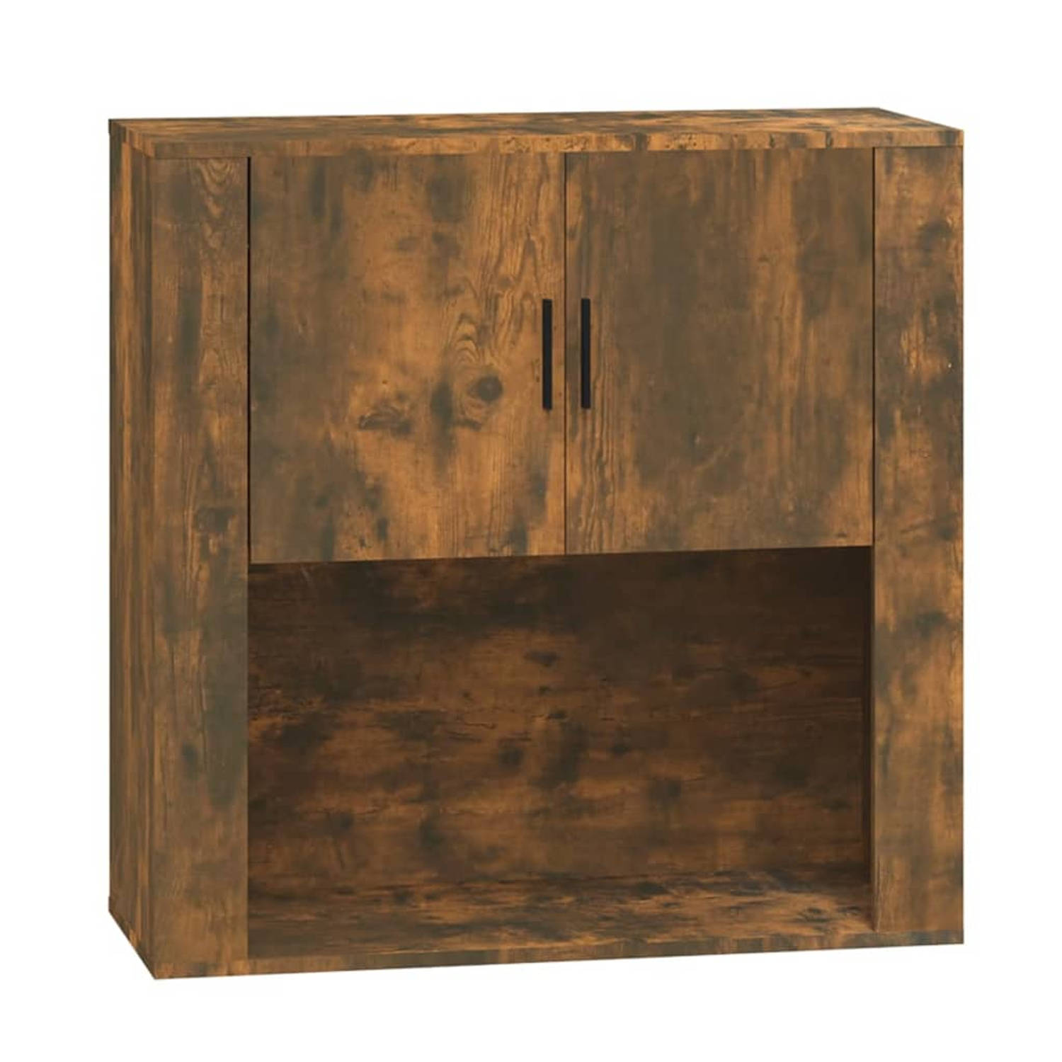 The Living Store Hangkast Gerookt Eiken - Wandgemonteerd - 80 x 33 x 80 cm - Praktisch en Decoratief