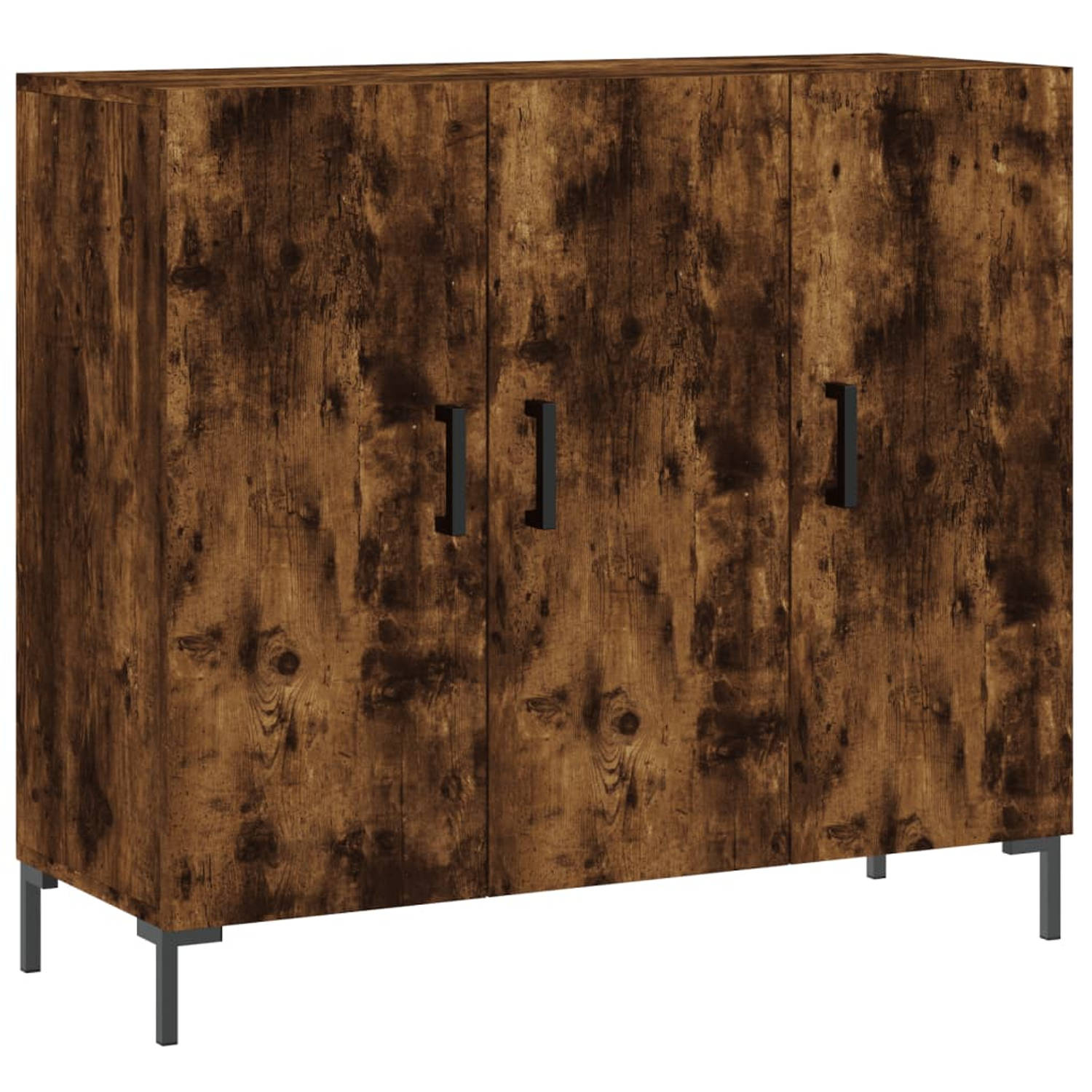 The Living Store Dressoir Gerookt eiken 90 x 34 x 80 cm Metalen poten