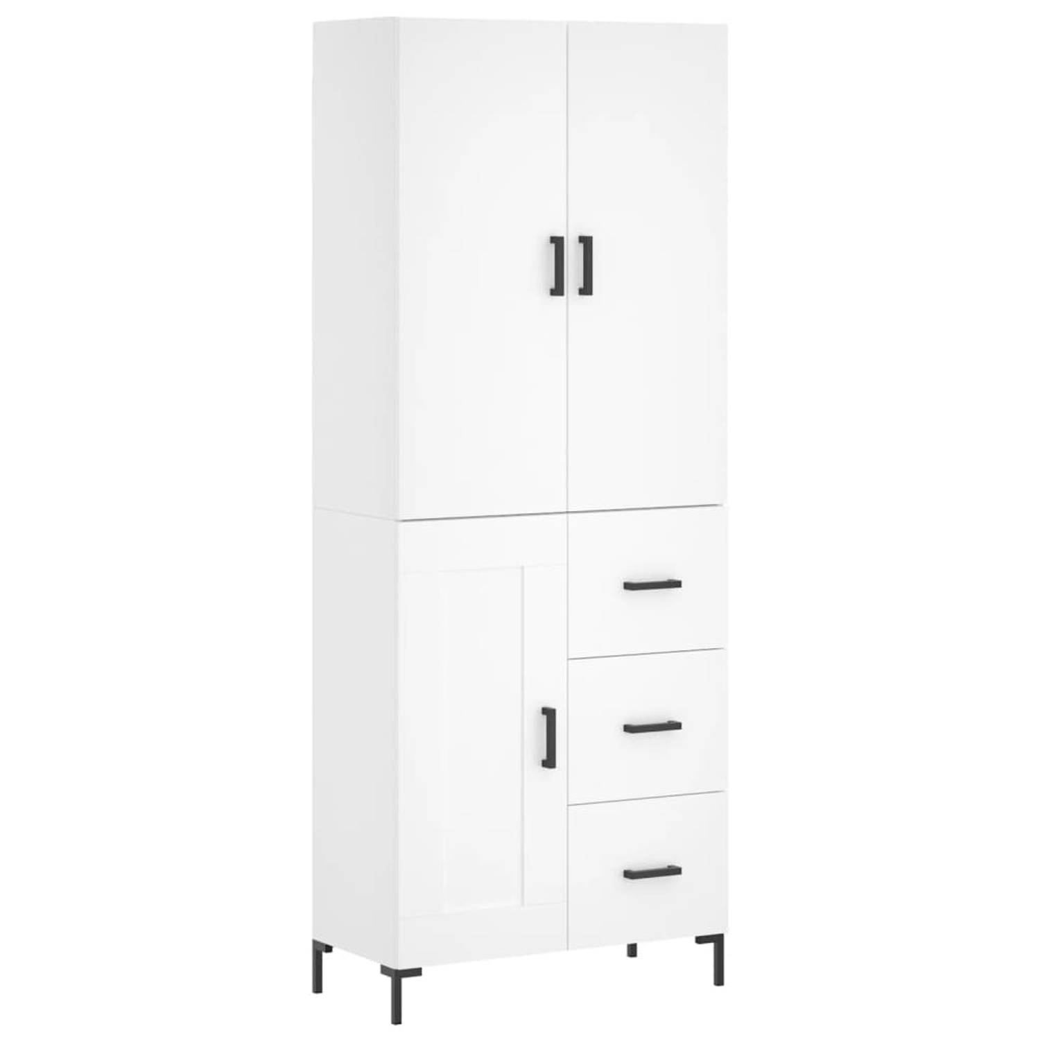 The Living Store Hoge Kast - Wit - 69.5 x 34 x 180 cm - Duurzaam materiaal