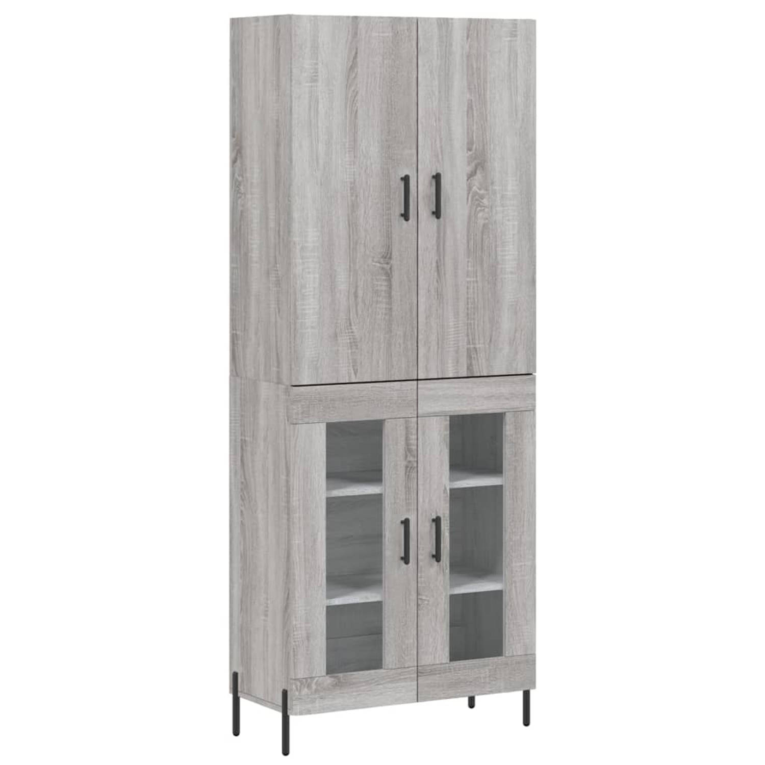 The Living Store Hoge Kast - Grijs Sonoma Eiken - 69.5 x 34 x 180 cm - Duurzaam materiaal