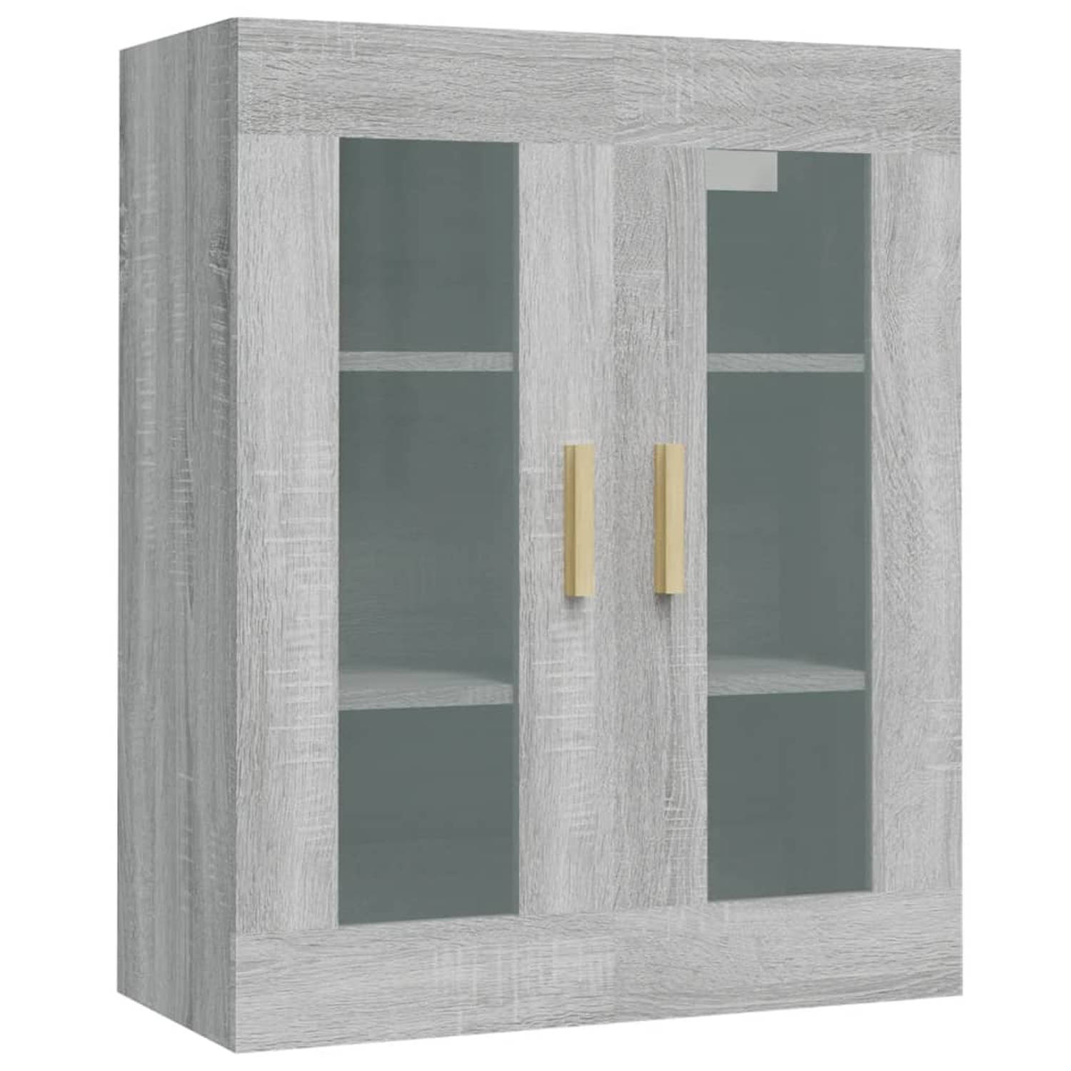 The Living Store Hangkast Sonoma Eiken - 69.5 x 34 x 90 cm - Bewerkt Hout - Glas