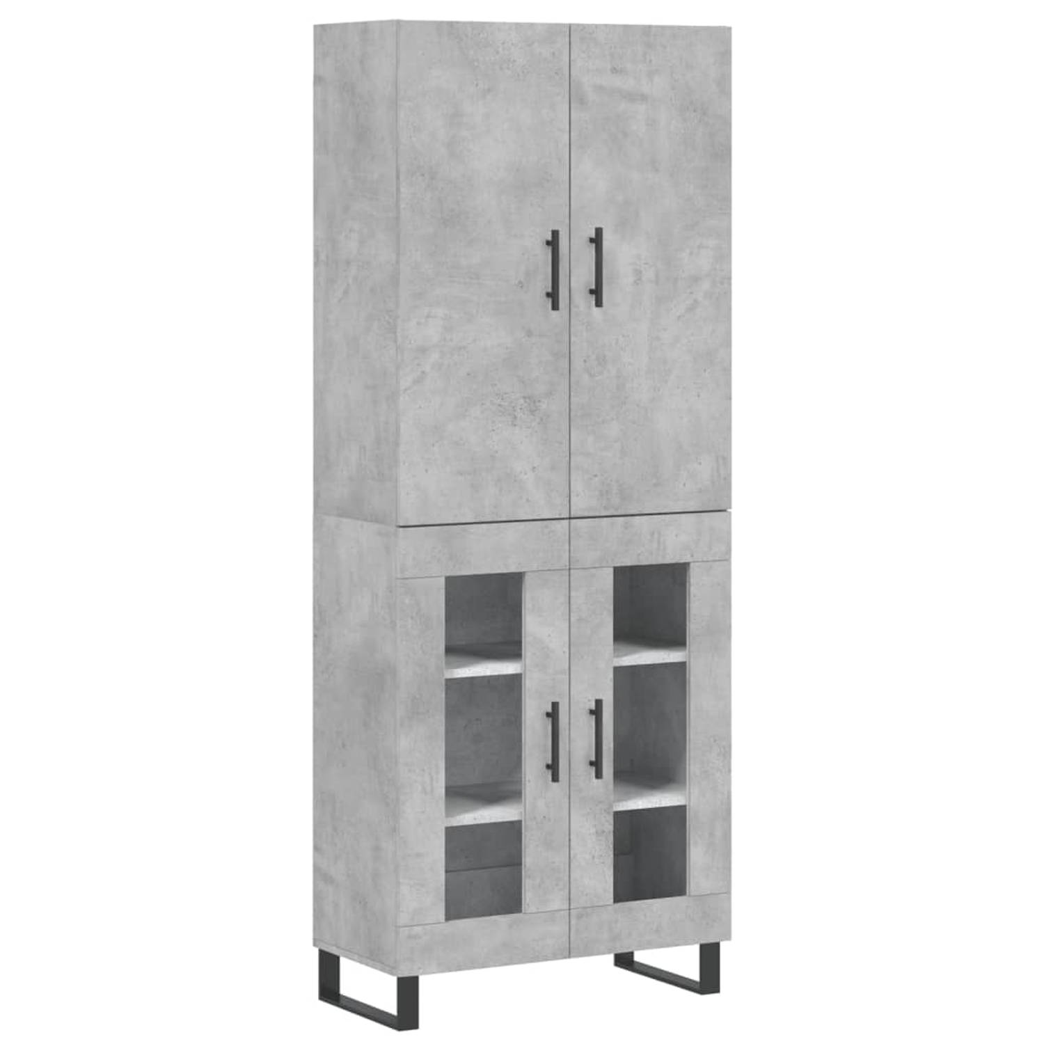 The Living Store Kast - Opbergkast - 69.5 x 34 x 180 cm - Betongrijs