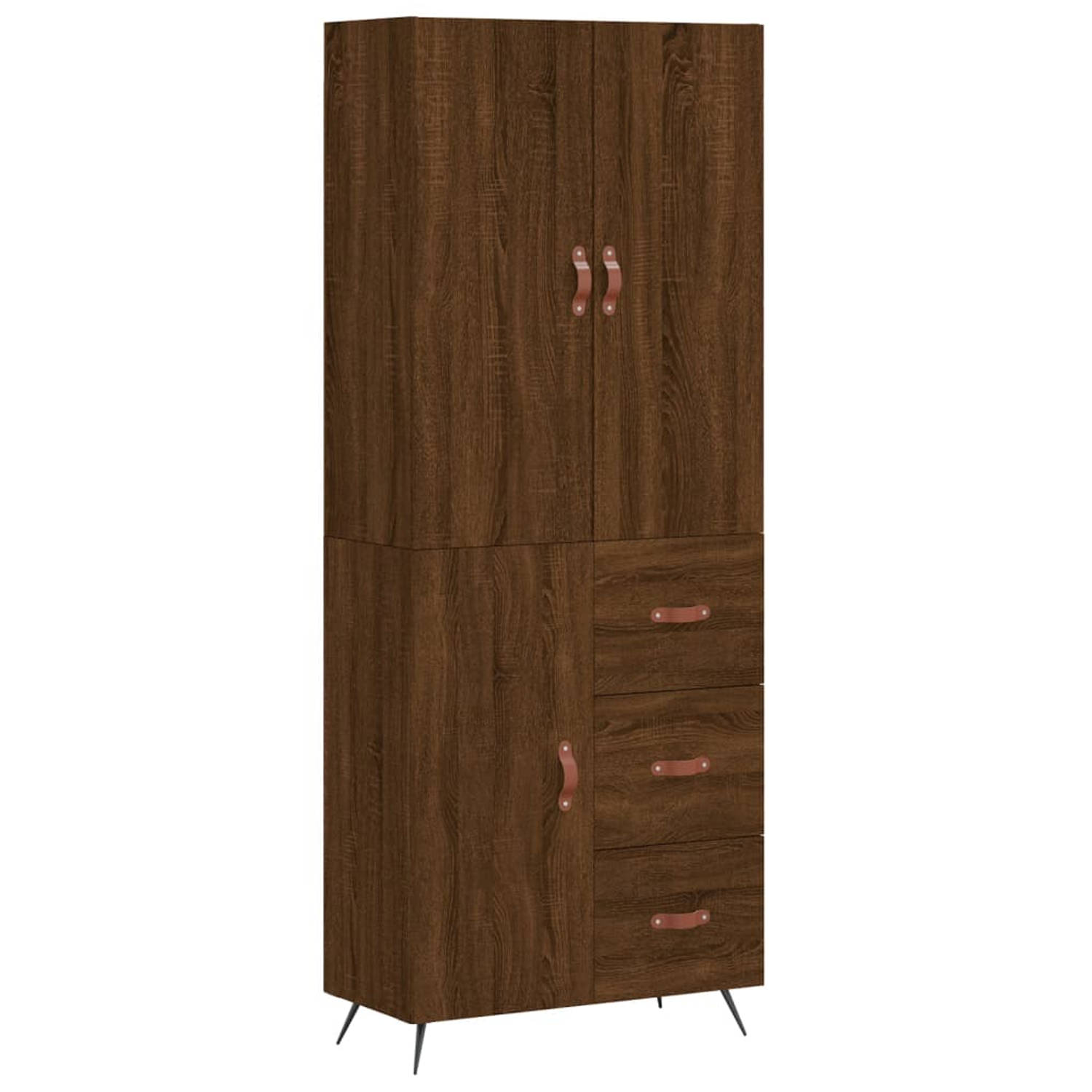 The Living Store Hoge Kast - 69.5 x 34 x 180 cm - Bruineiken - Duurzaam materiaal