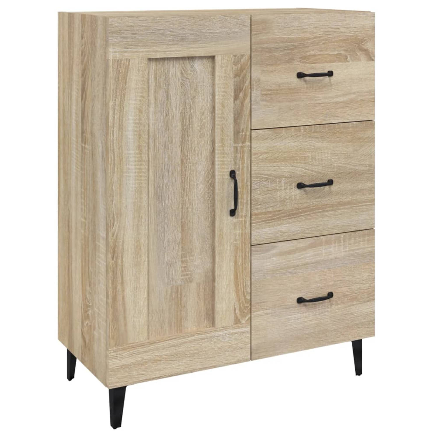 The Living Store Dressoir 69-5x34x90 cm bewerkt hout sonoma eikenkleurig - Keukenkast