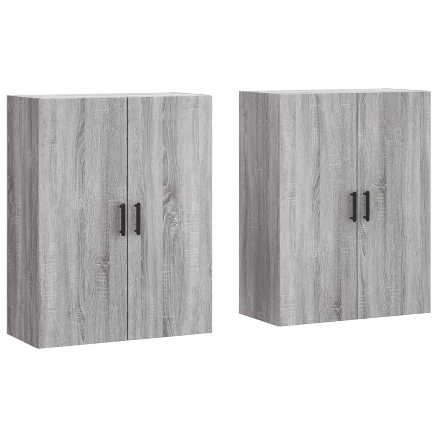 The Living Store Wandmeubel - VCM - Grijs Sonoma Eiken - 69.5 x 34 x 90 cm - 2 stuks