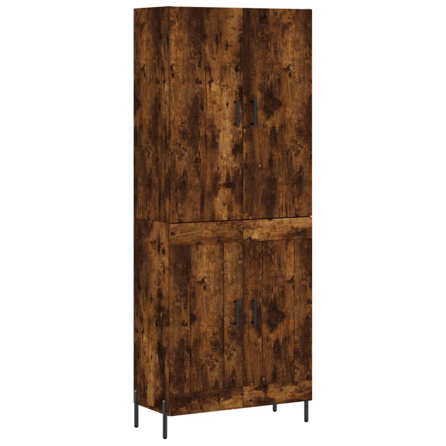 The Living Store Hoge Kast - Gerookt Eiken - 69.5 x 34 x 180 cm - Duurzaam Materiaal