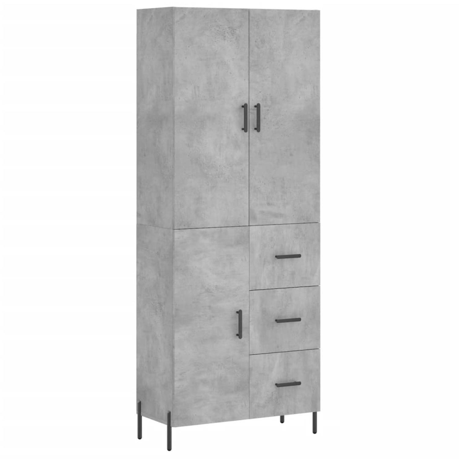 The Living Store Opbergkast - Betongrijs - 69.5 x 34 x 180 cm - Trendy design