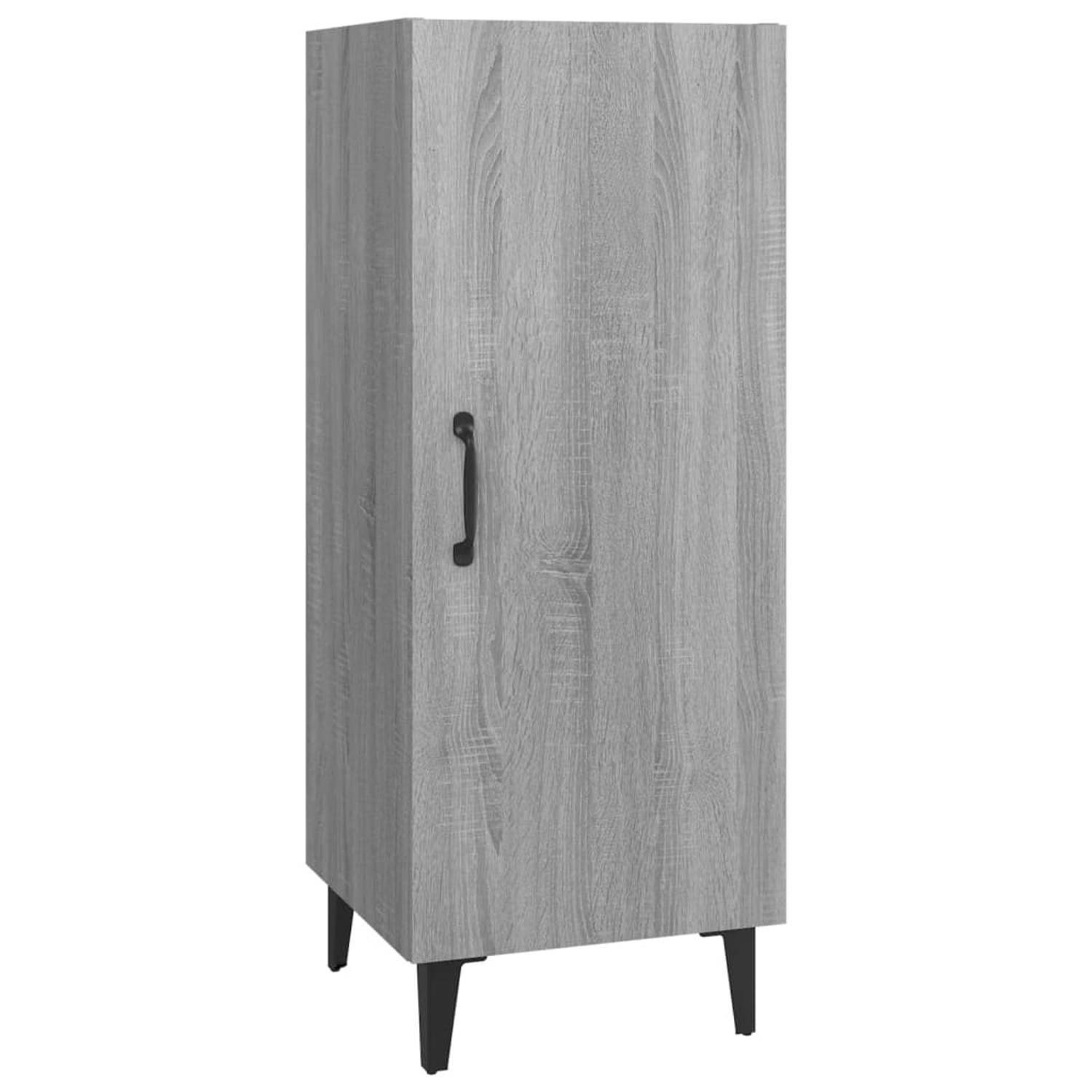 The Living Store Dressoir Trendy - Bewerkt hout - 34.5 x 34 x 90 cm - Grijs Sonoma Eiken