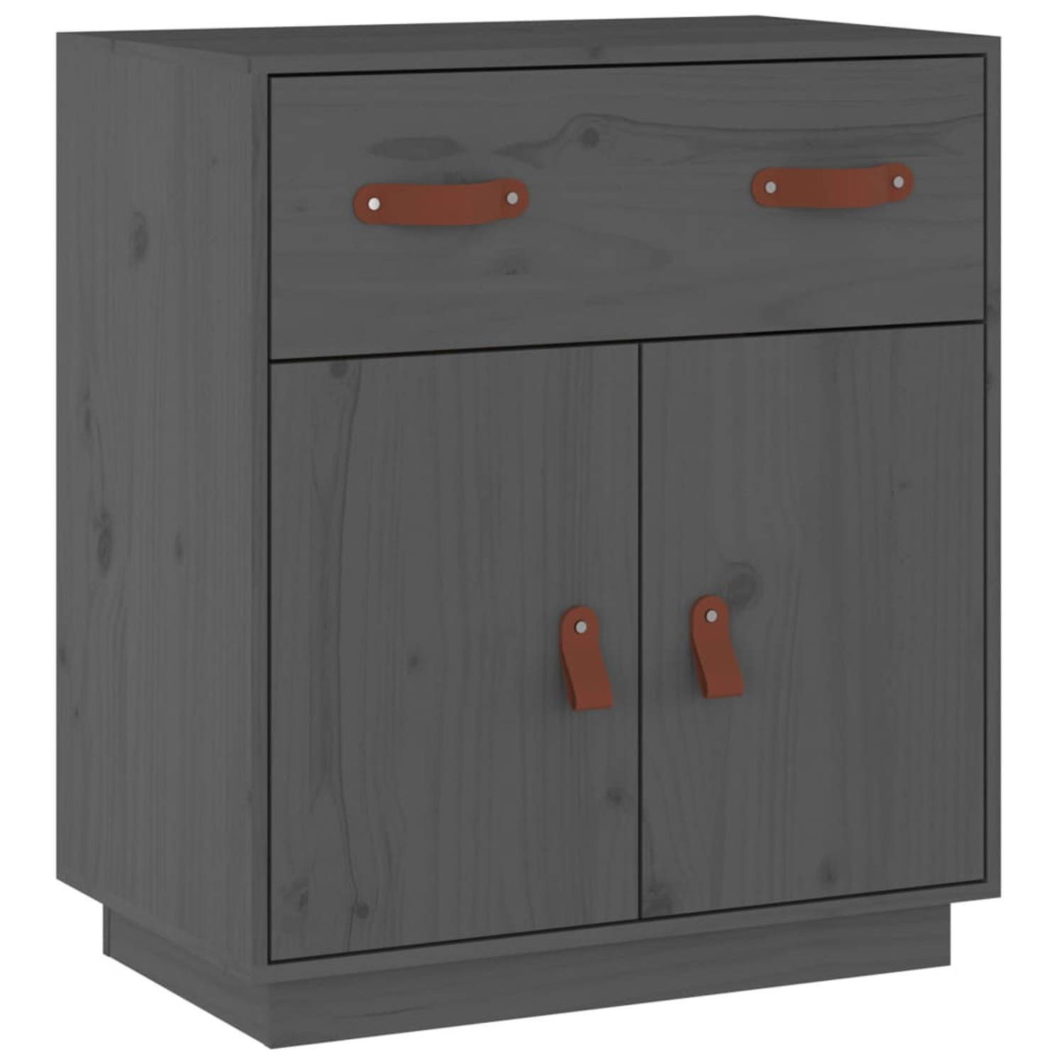 The Living Store Dressoir Grenenhout - Grijs - Massief - 65.5 x 40 x 75 cm