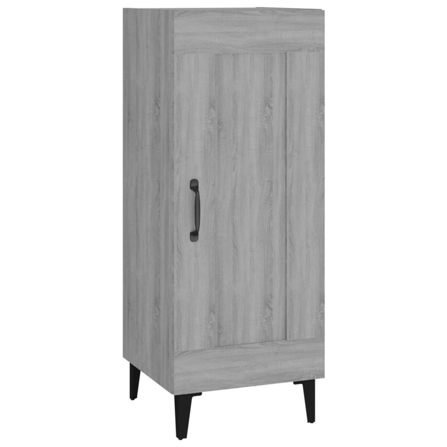 The Living Store Dressoir 34-5x34x90 cm bewerkt hout grijs sonoma eikenkleurig - Keukenkast