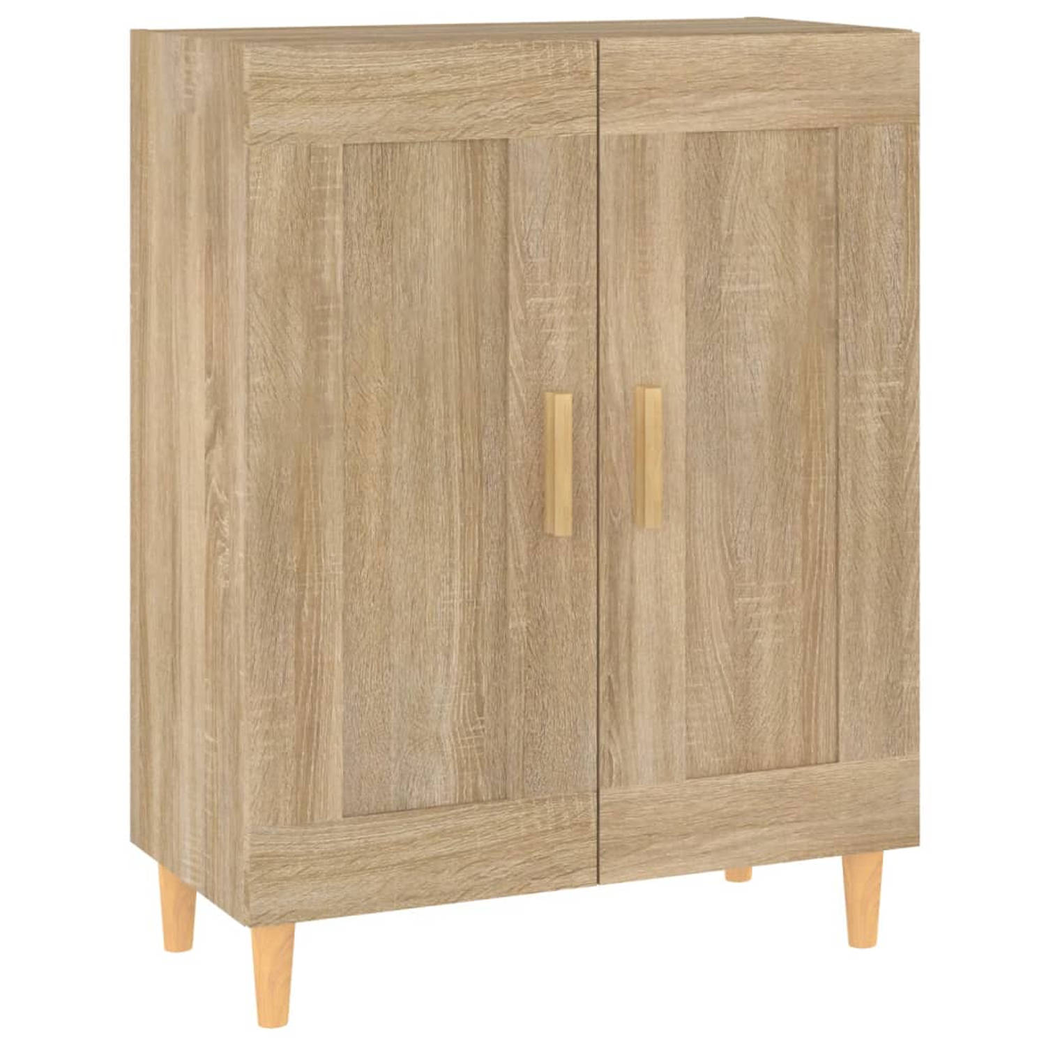 The Living Store Bijzetkast - Sonoma Eiken - 69.5 x 34 x 90 cm - Stevig hout - Voldoende opbergruimte