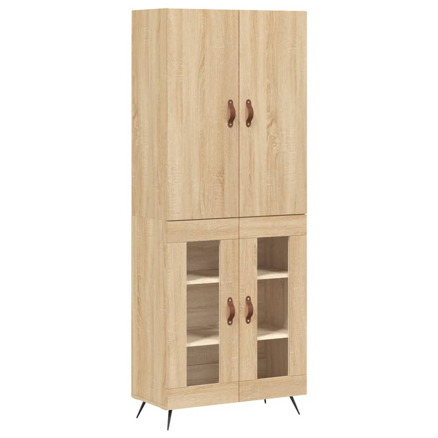 The Living Store-Hoge-kast-69-5x34x180-cm-bewerkt-hout-sonoma-eikenkleurig - Keukenkast