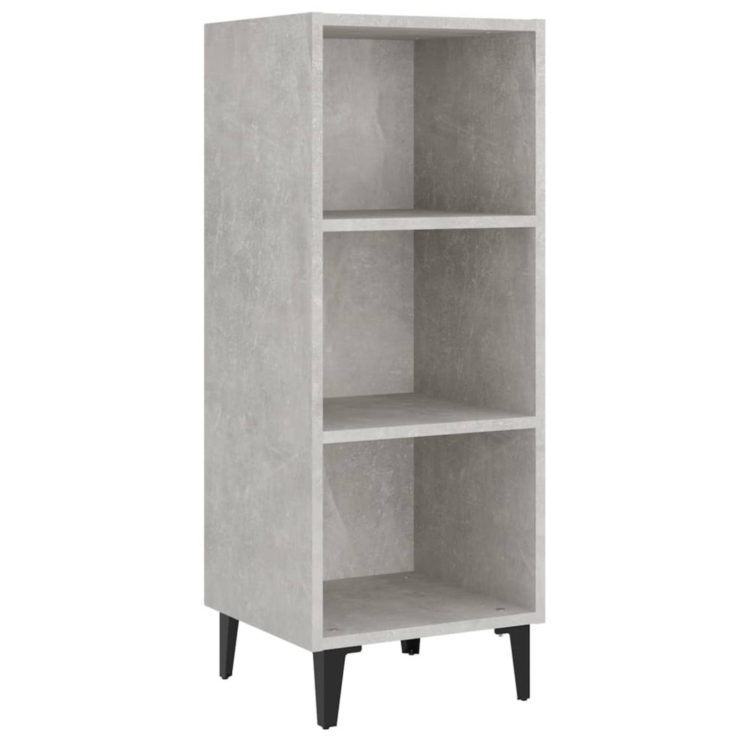 The Living Store Dressoir 34-5x32-5x90 cm bewerkt hout betongrijs - Keukenkast