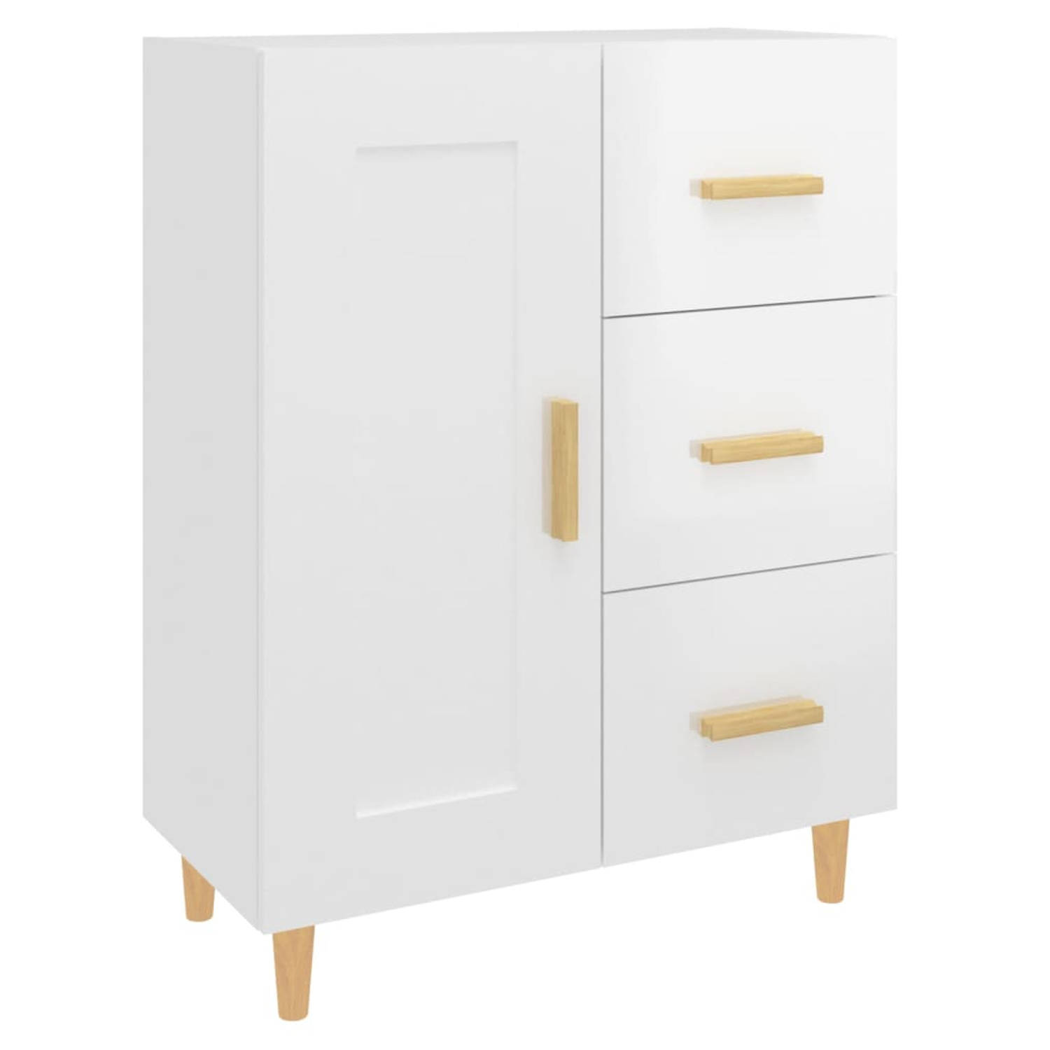 The Living Store Dressoir The Living Store - - Bijzetkast 69.5x34x90 cm hoogglans wit