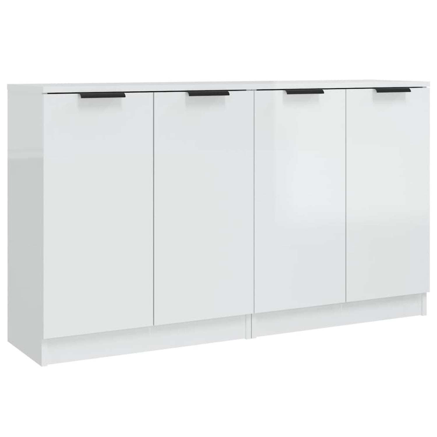 The Living Store Dressoirs 2 st 60x30x70 cm bewerkt hout hoogglans wit - Keukenkast