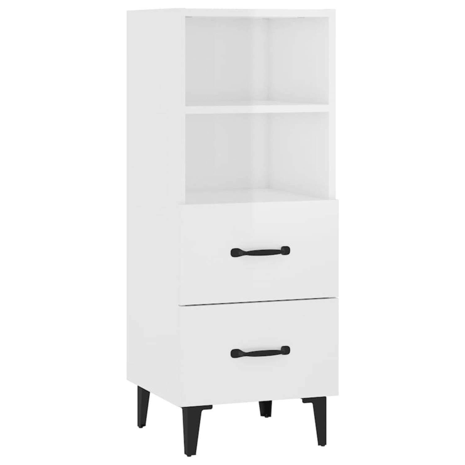 The Living Store Dressoir Classic - Bijzetkast - 34.5 x 34 x 90 cm - Hoogglans wit