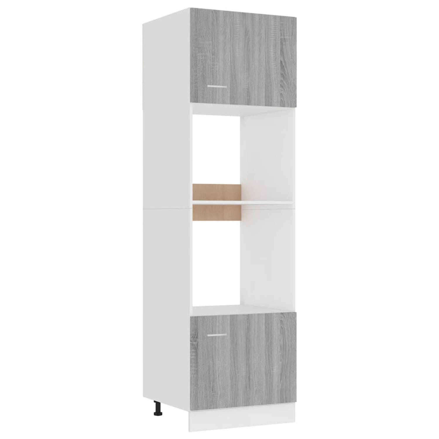 The Living Store Magnetronkast - Hoge kwaliteit bewerkt hout - 4 schappen - Flexibele deurinstallatie - Grijs sonoma eiken - 60x57x207cm