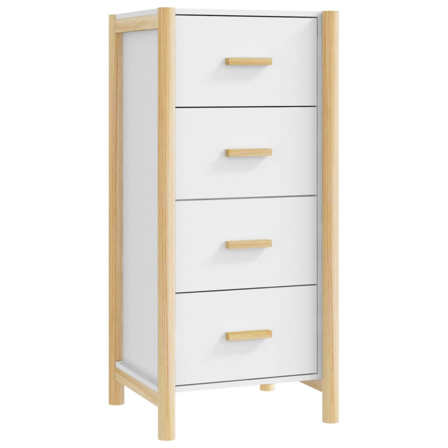 The Living Store Klassieke Hoge Kast - Dressoir - 42x38x90 cm - Wit