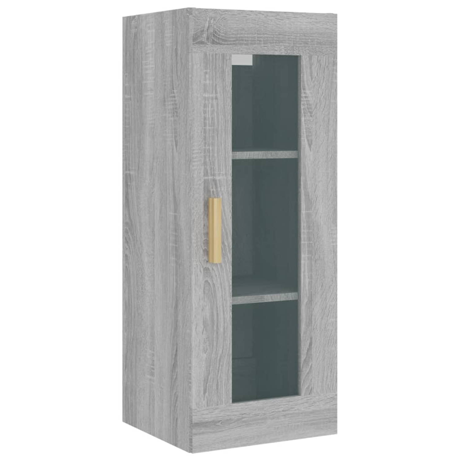 The Living Store Hangkast Sonoma Eiken - 34.5 x 34 x 90 cm - Opbergkast met 3 vakken