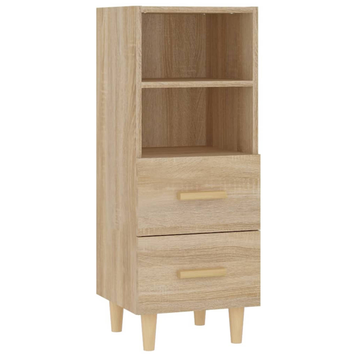 The Living Store Dressoir Bewerkt Hout - 34.5 x 34 x 90 cm - Sonoma Eiken