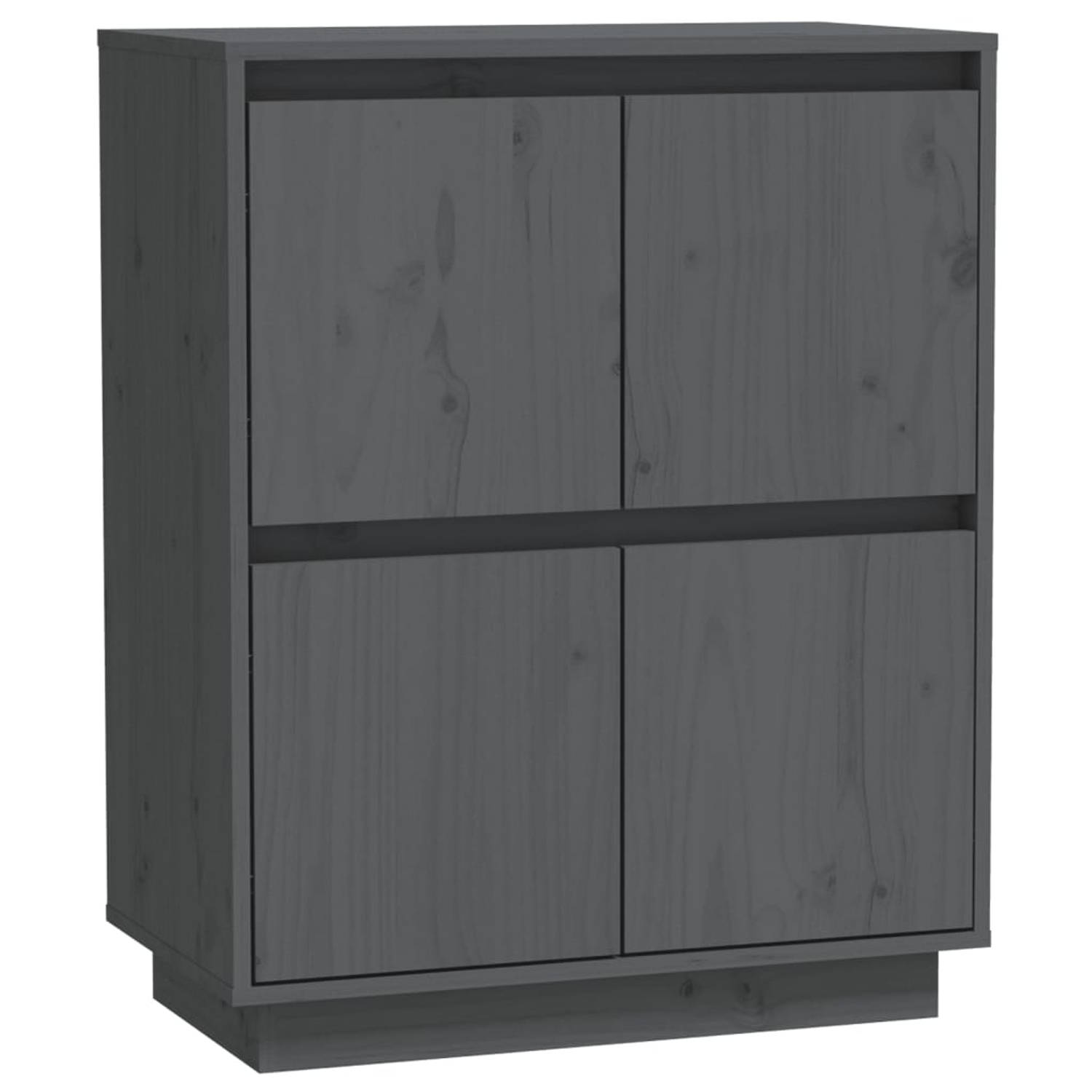 The Living Store Dressoir - Hout - Grijs - 60 x 34 x 75 cm - MDF