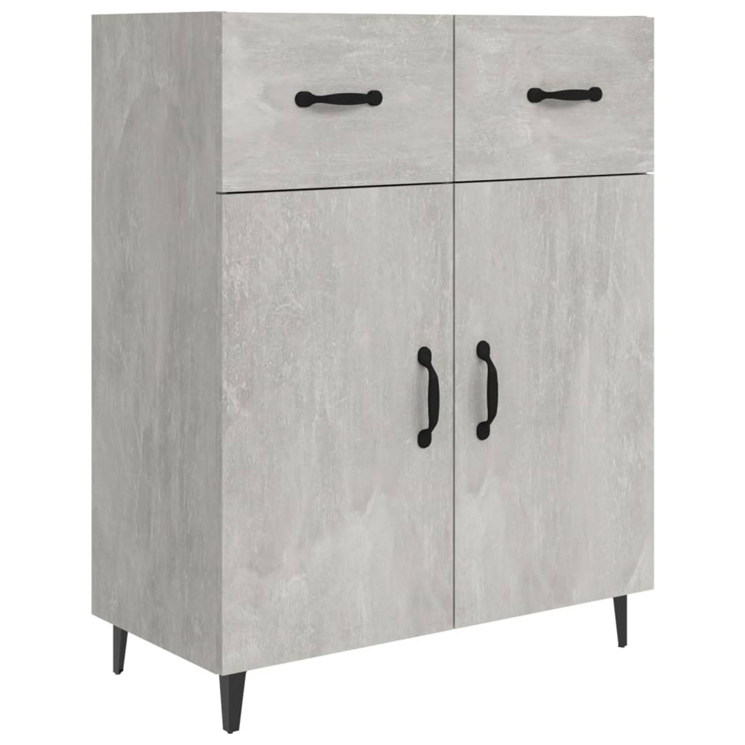 The Living Store Dressoir 69-5x34x90 cm bewerkt hout betongrijs - Keukenkast