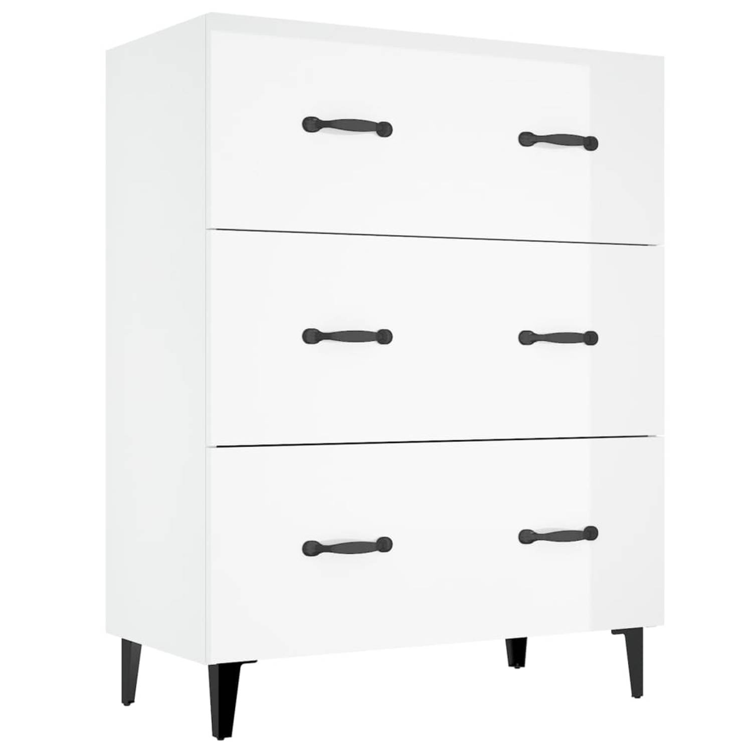 The Living Store Dressoir Buffetkast - 69.5 x 34 x 90 cm - Hoogglans Wit