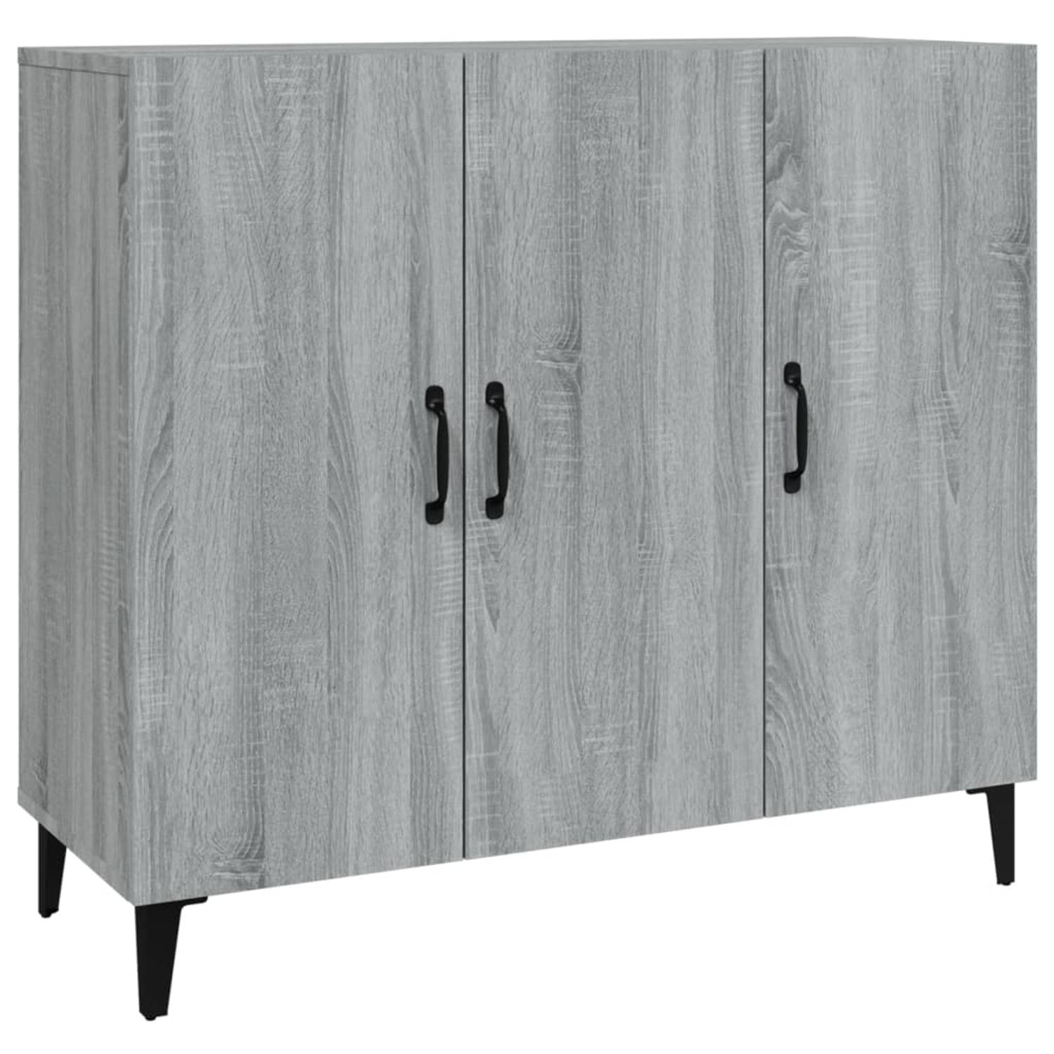 The Living Store Dressoir - Industriële stijl - Grijs Sonoma Eiken - 90 x 34 x 80 cm - Bewerkt hout en metaal