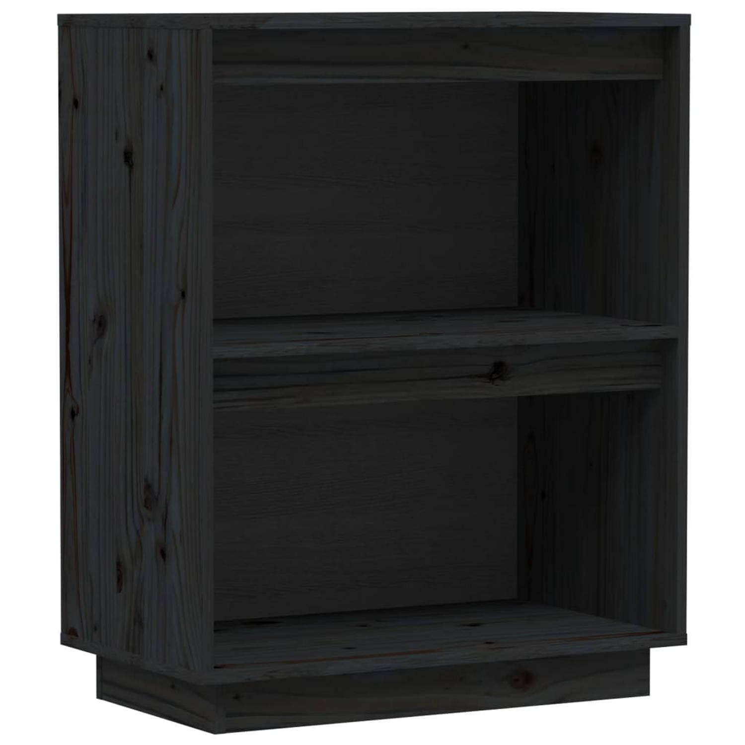 The Living Store Wandkast - Zwart - 60 x 34 x 75 cm (B x D x H) - Massief Grenenhout