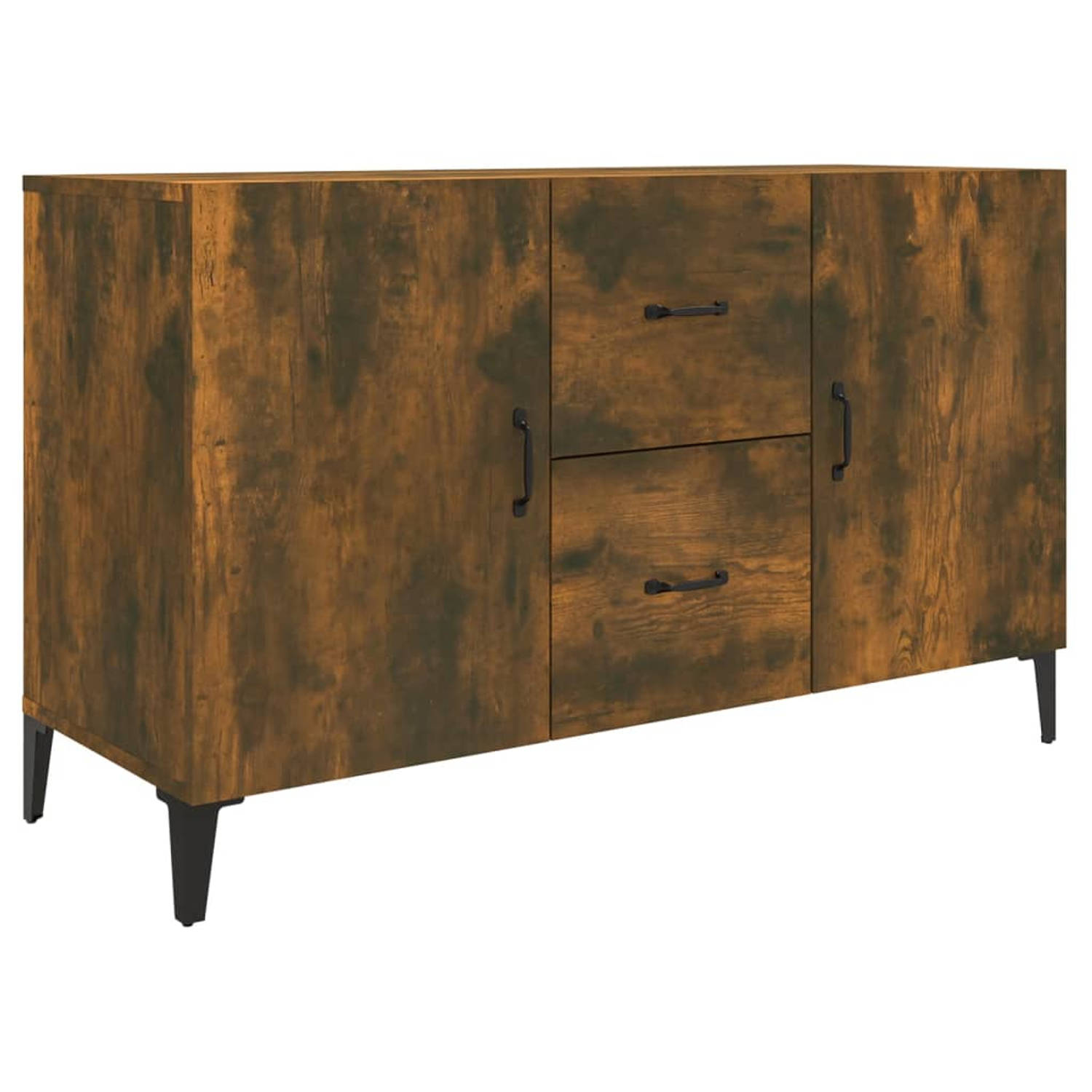 The Living Store Buffetkast - Gerookt Eiken - 100 x 36 x 60 cm - Bewerkt Hout