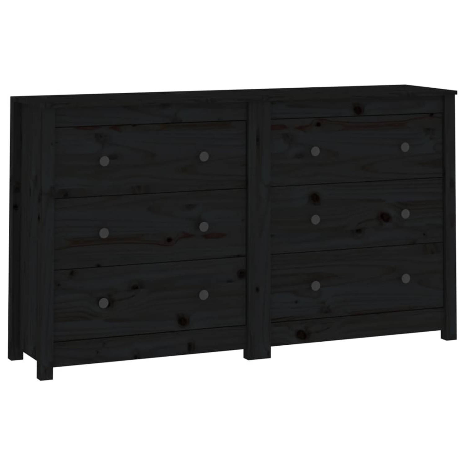 The Living Store Dressoir - Grenenhout - 140x35x80 cm - Zwart