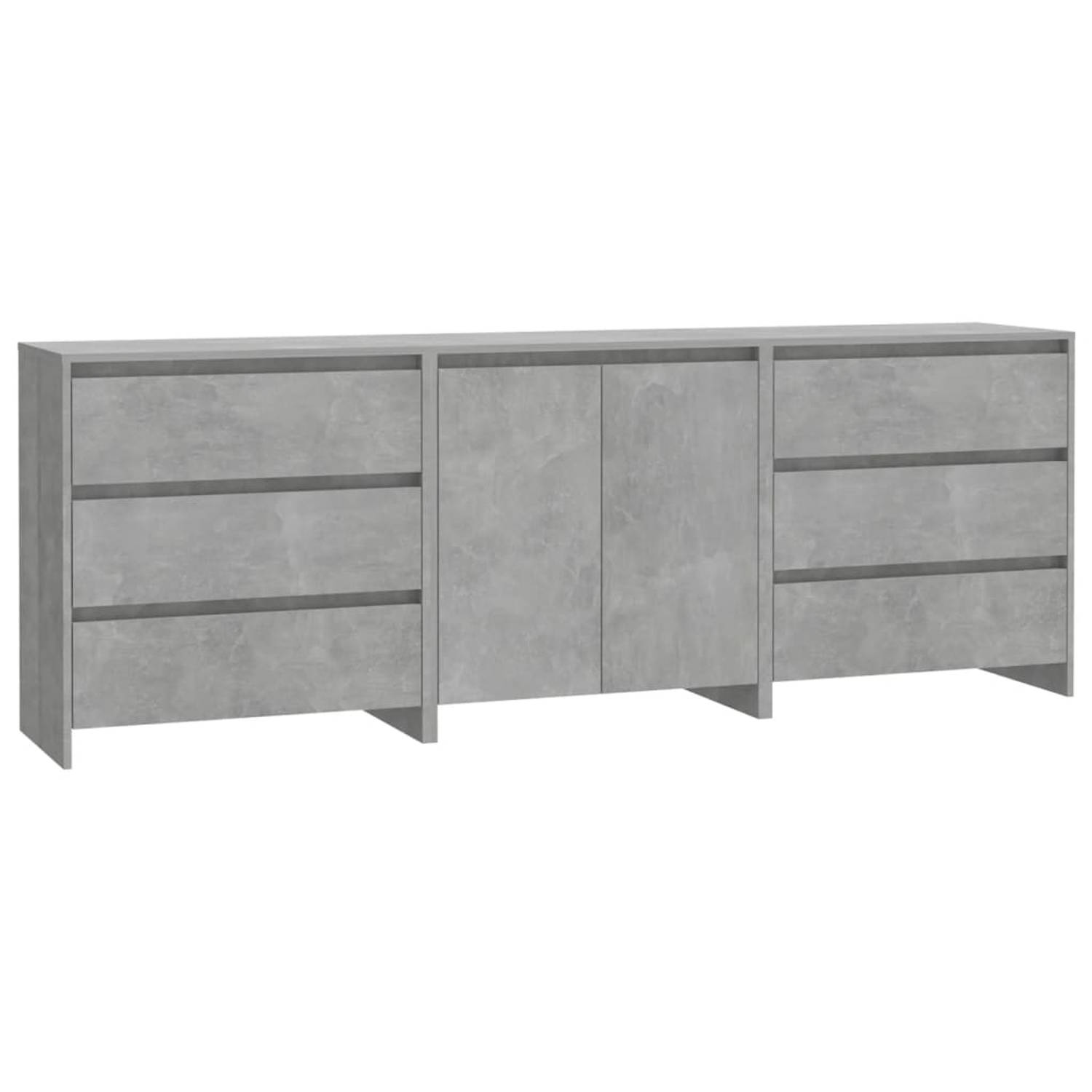 The Living Store Opbergkasten - Betongrijs - Dressoir met deuren 70x40x75cm - Dressoir met lades 70x41x75cm