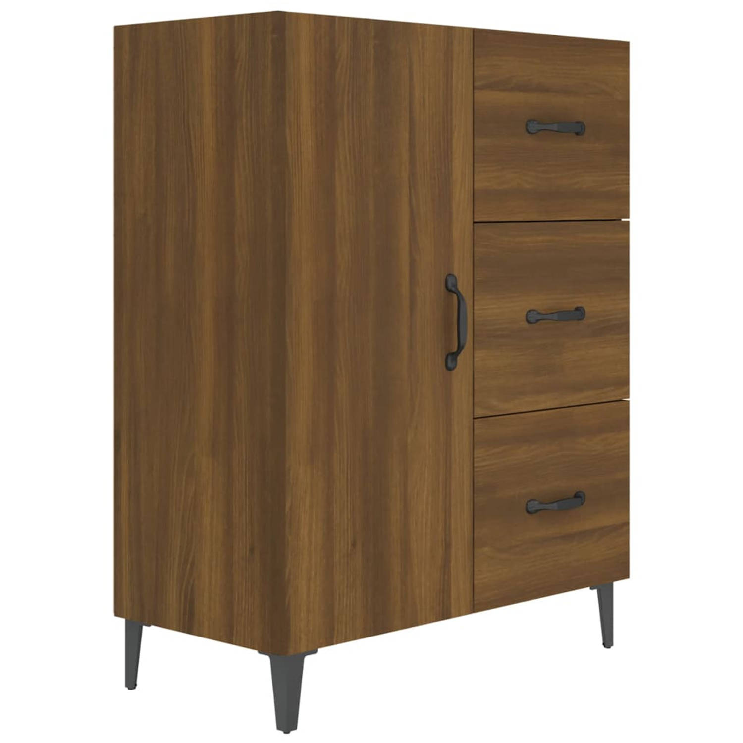The Living Store Dressoir Classic - bruineiken - 69.5 x 34 x 90 cm - bewerkt hout
