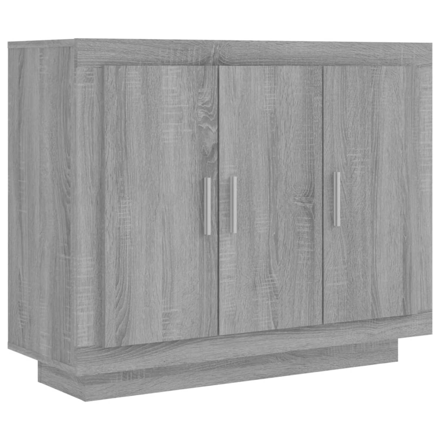 The Living Store Dressoir 92x35x75 cm bewerkt hout grijs sonoma eikenkleurig - Keukenkast