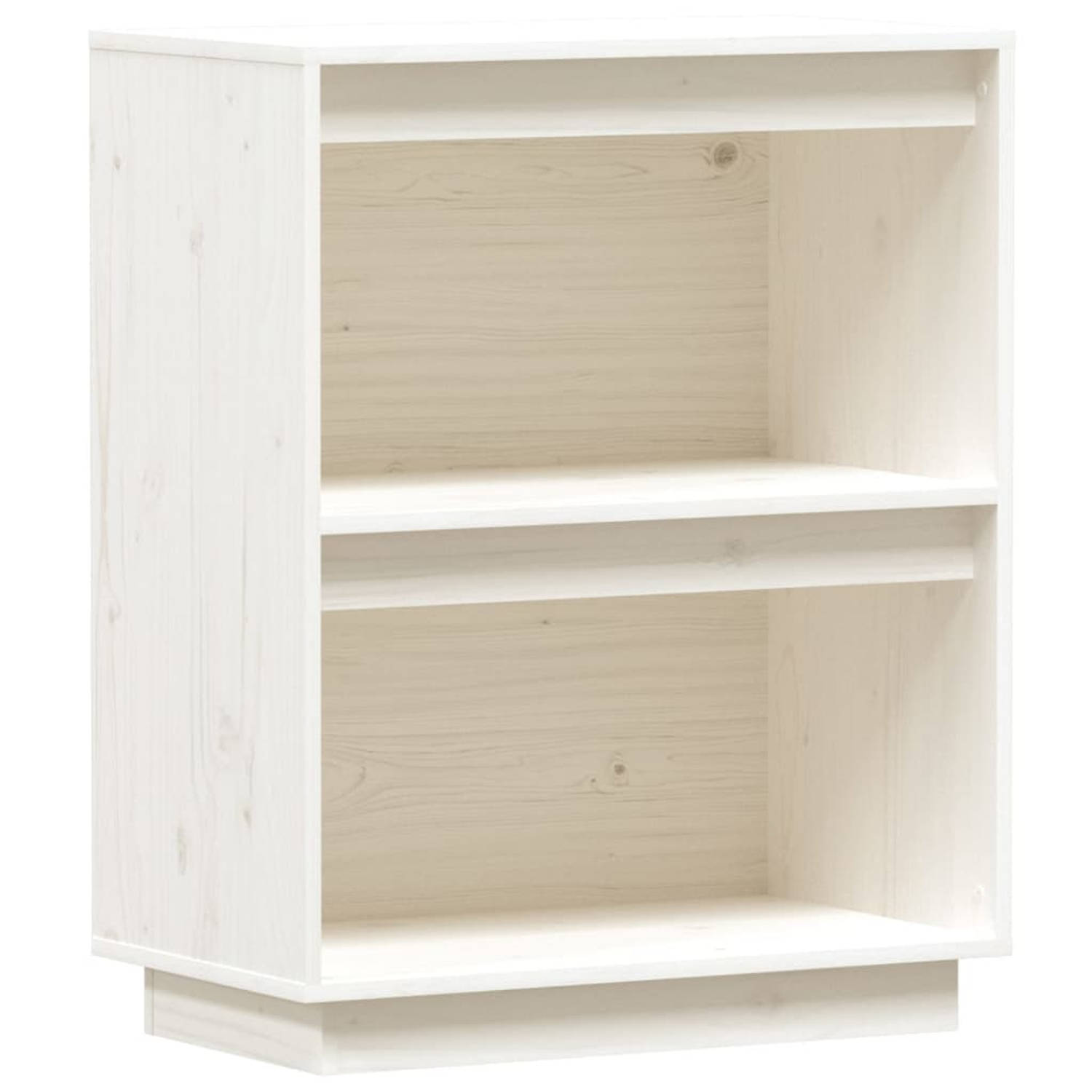 The Living Store Wandkast Hout - 60 x 34 x 75 cm - Massief grenenhout - Wit