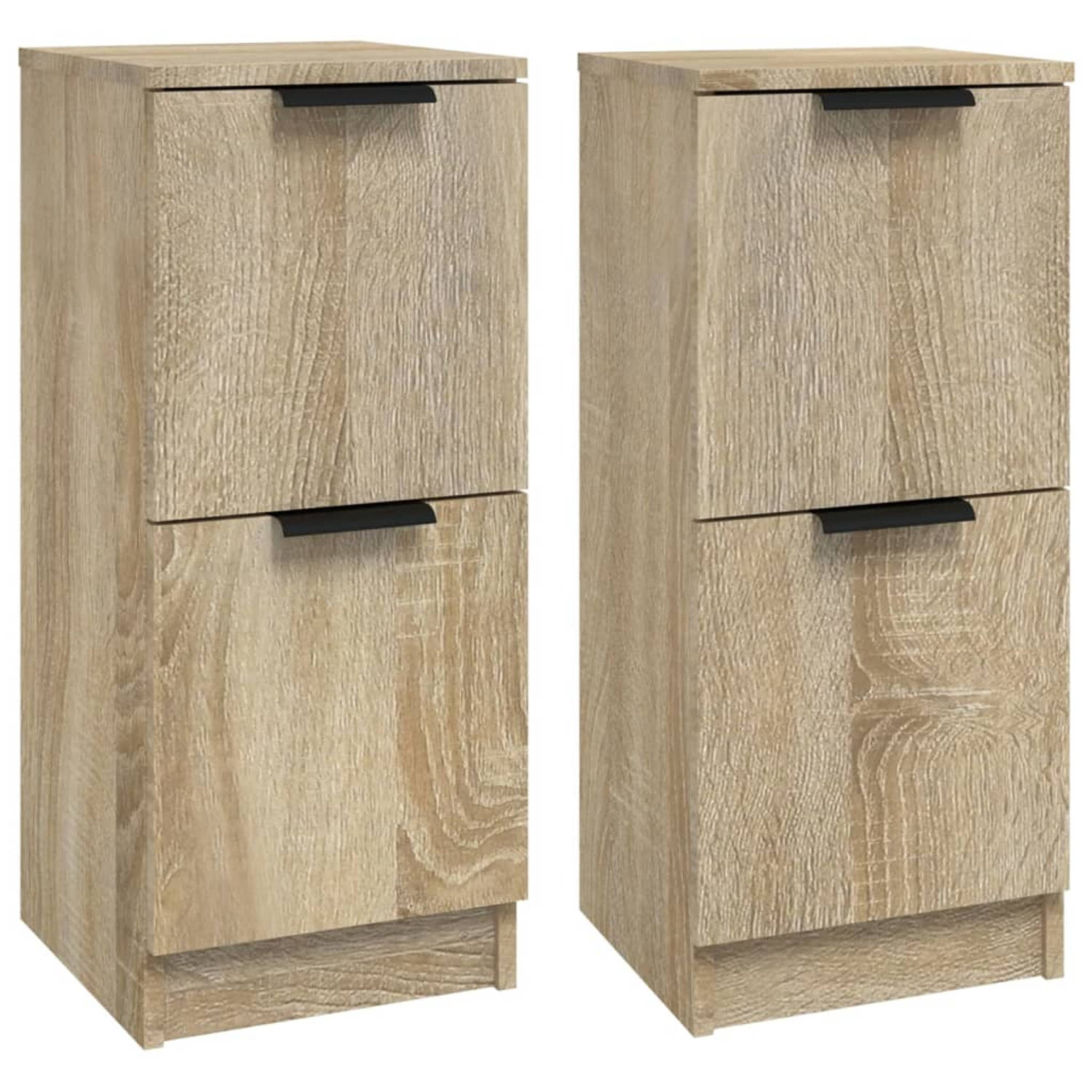 The Living Store Dressoirs 2 st 30x30x70 cm bewerkt hout sonoma eikenkleurig - Keukenkast