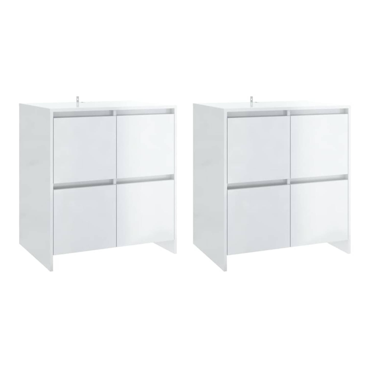 The Living Store Dressoir - Minimalistisch - Dressoir - 70 x 41 x 75 cm - Hoogglans wit