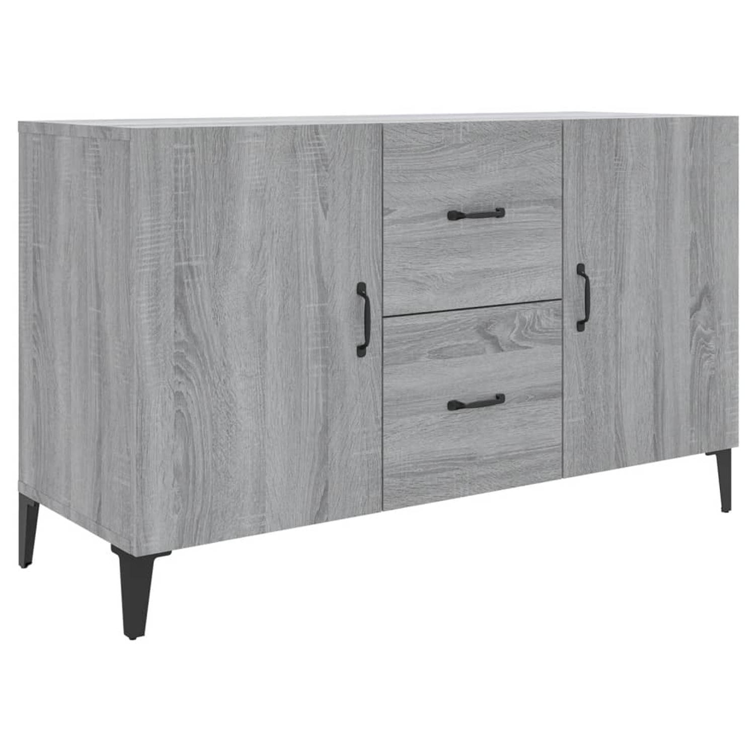 The Living Store Buffetkast - Grijs Sonoma Eiken - 100 x 36 x 60 cm - Bewerkt hout