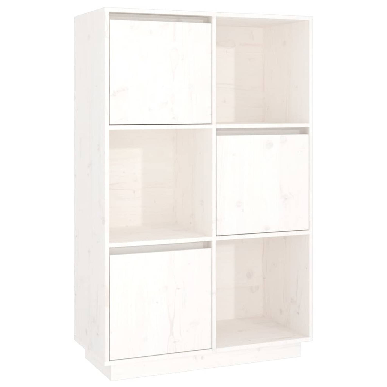 The Living Store Hoge Kast - Massief grenenhout - 74 x 35 x 117 cm - Wit