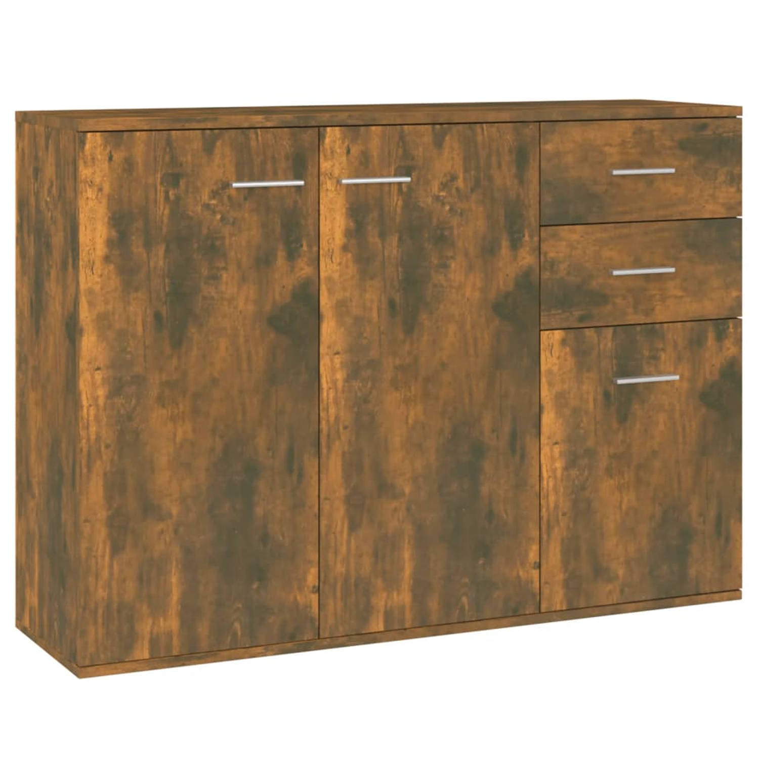 The Living Store Dressoir Smoked Oak - Buffetkast 105x30x75 cm - Bewerkt hout