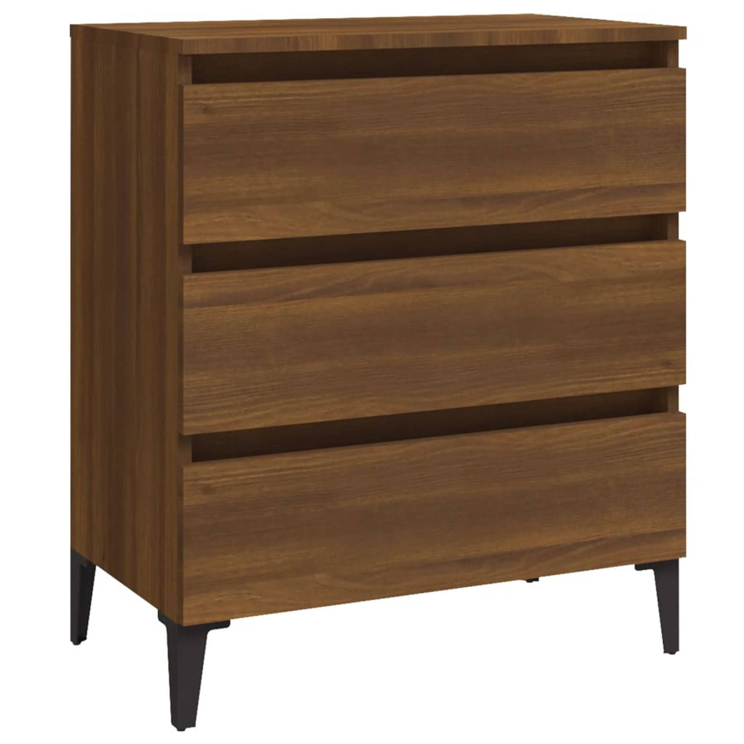 The Living Store Dressoir Bruineiken - Bijzetkast 60x35x69cm met 3 Lades