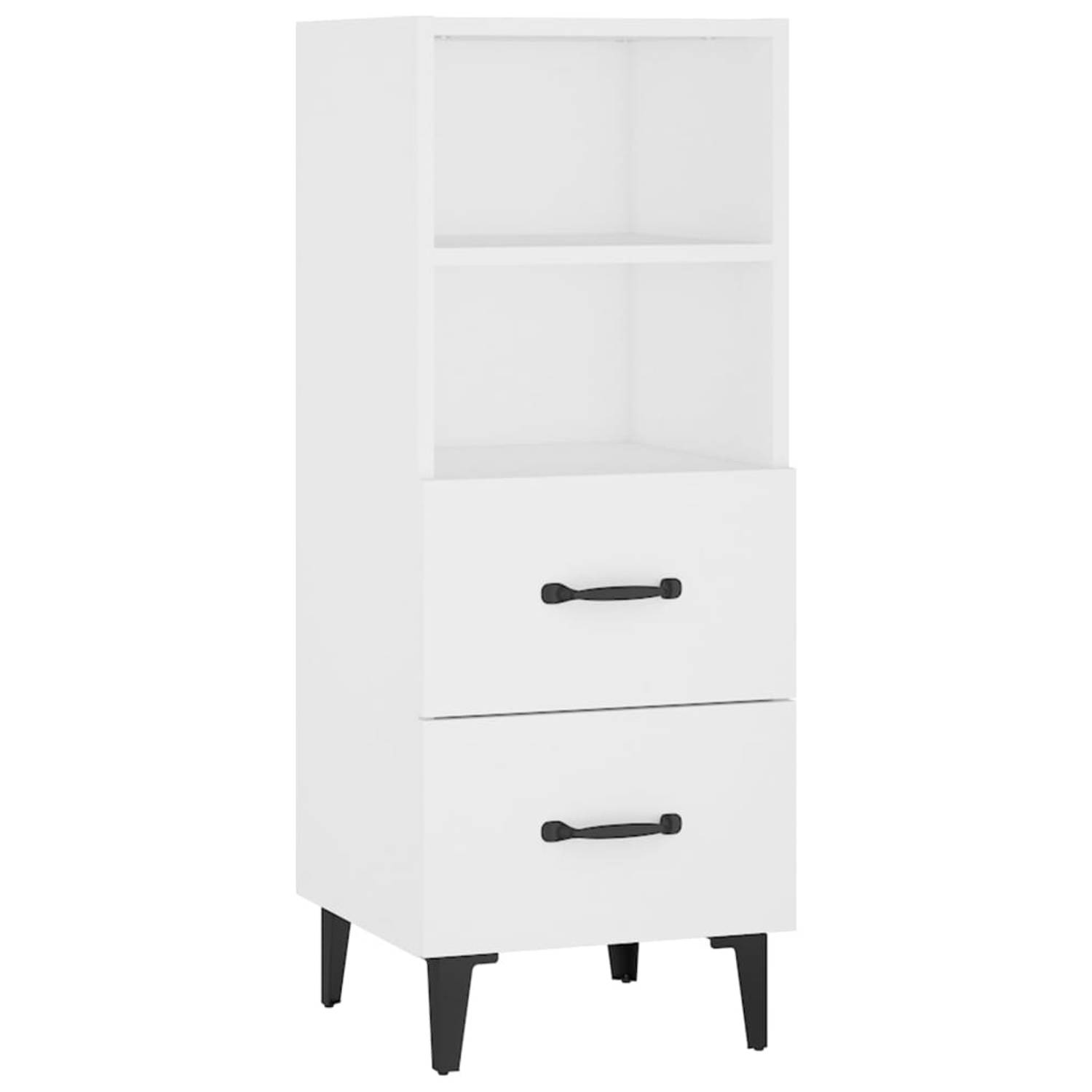 The Living Store Dressoir Vintage - Bijzetkast - 34.5 x 34 x 90 cm - Wit