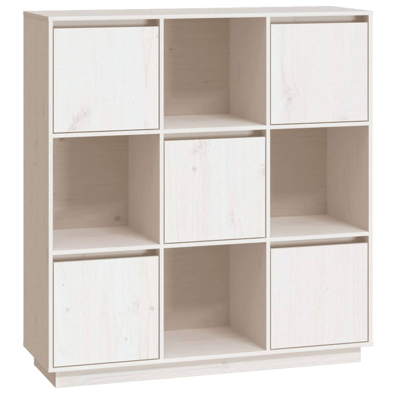 The Living Store Houten Kast - 110.5 x 35 x 117 cm - Massief grenenhout - Wit