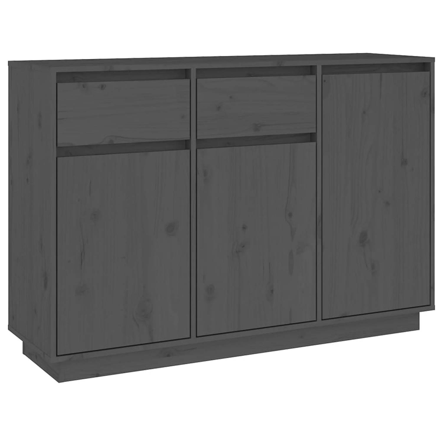 The Living Store Dressoir 110x34x75 cm massief grenenhout grijs - Keukenkast